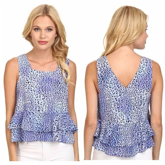 Rebecca Taylor Blue Peplum Tank Top - Picture 1 of 12